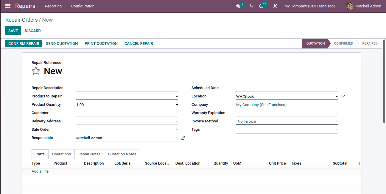 Repair Management in Odoo15