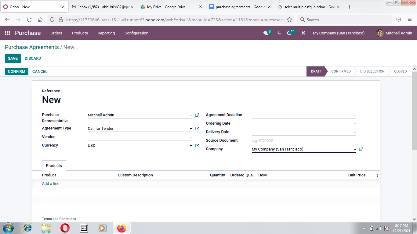 odoo purchase module