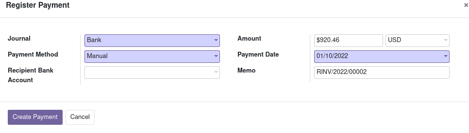 register payment