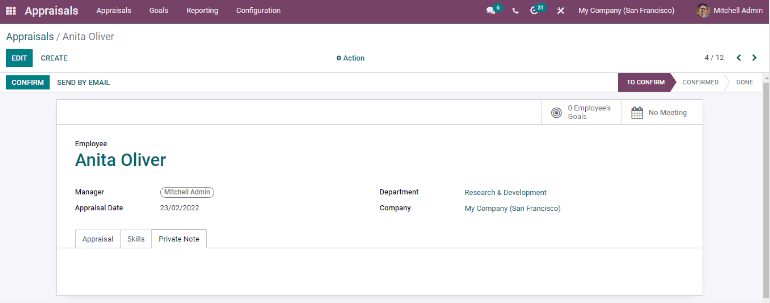 Appraisal management in odoo