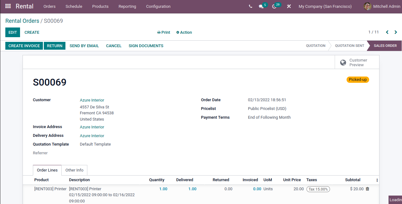 odoo rental module