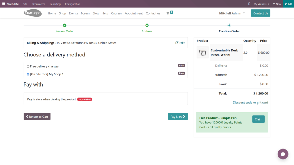 Odoo-delivery-method